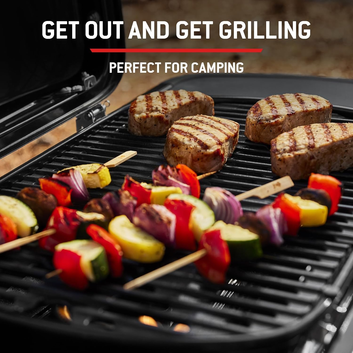Weber Traveler Compact barbecue à gaz/design pliable et portable avec roues, verrouillage automatique du couvercle et thermomètre intégré, 1 brûleur, surface de cuisson 52 x 36 cm, noir