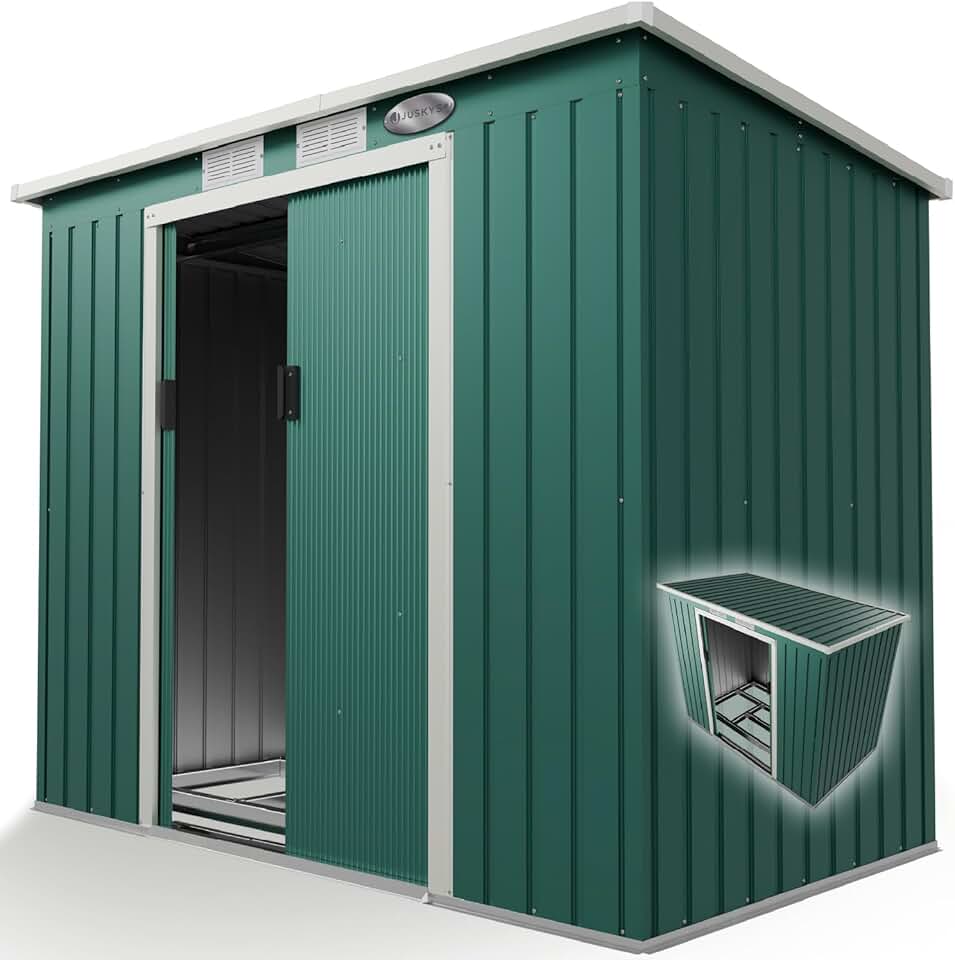 Juskys - abri de jardin métal série M - 213x130x173 cm - toit en pente, porte coulissante, fondation