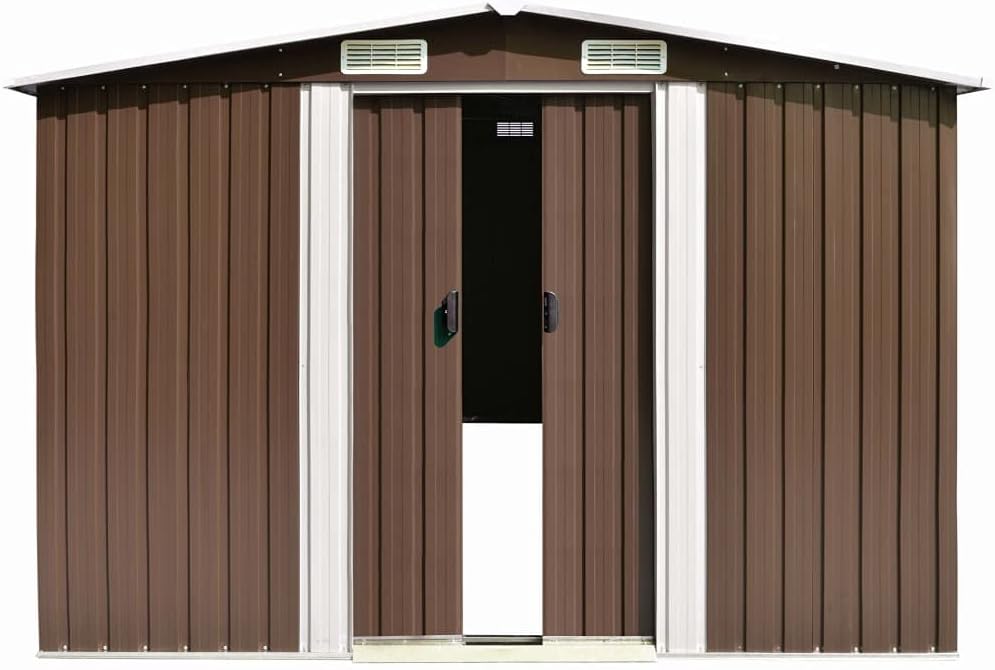 Générique Abri de Jardin 257x489x181 cm Métal Marron,Maison & Jardin, Pelouses & Jardins, Vie en extérieur, Structures extérieures, Cabanes & abris de Jardin, Brun (Poids 105.6KG)