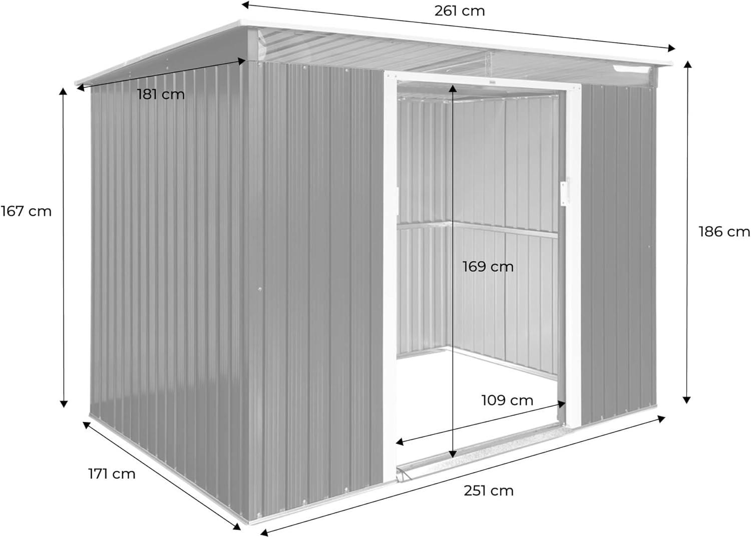 sweeek - Abri de Jardin en métal Couleur Anthracite 4.85m² avec puits de lumière - AUDOMAROIS-