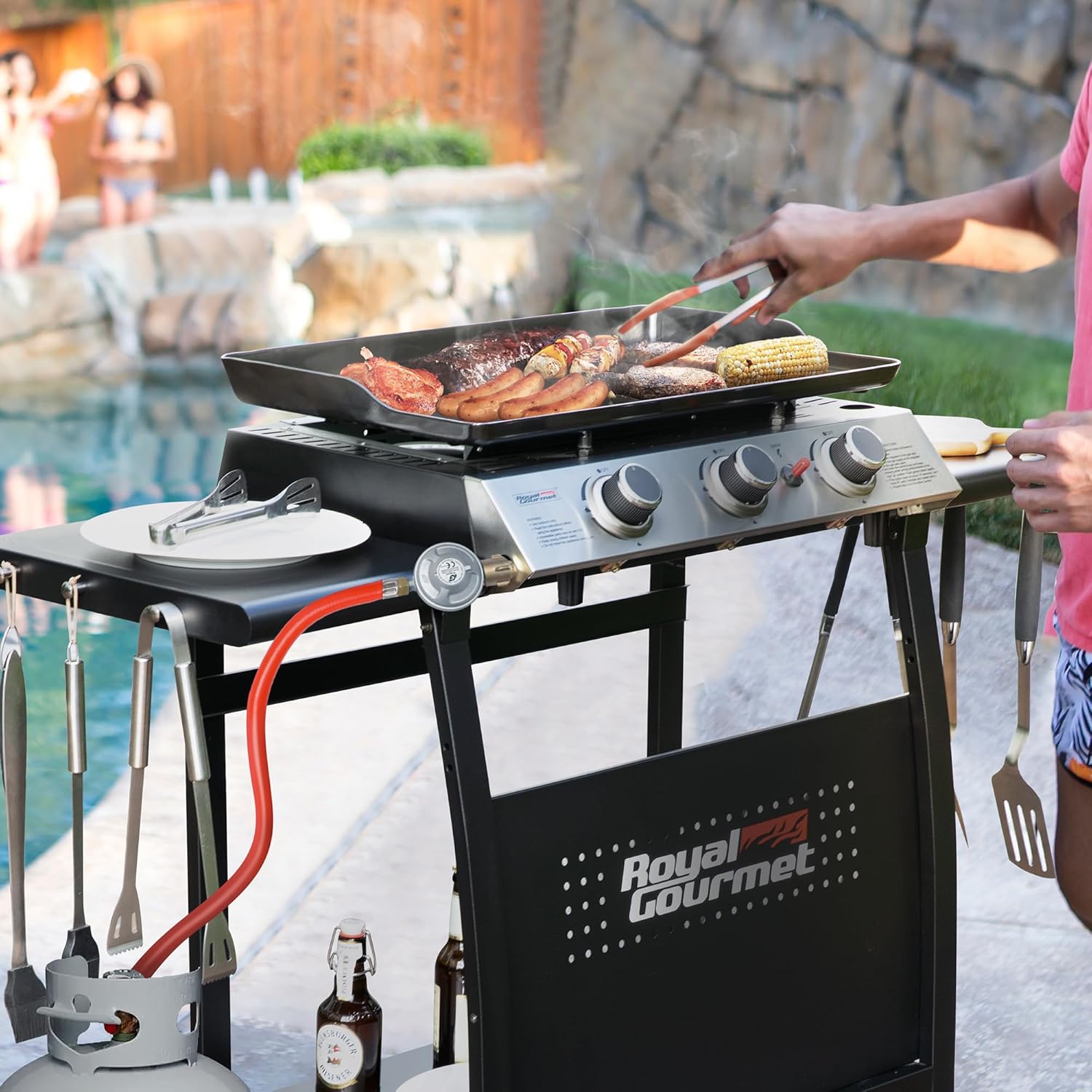 Royal Gourmet - Plancha sur chariot 62x35,5cm - 3 brûleurs puissants 7,5kW