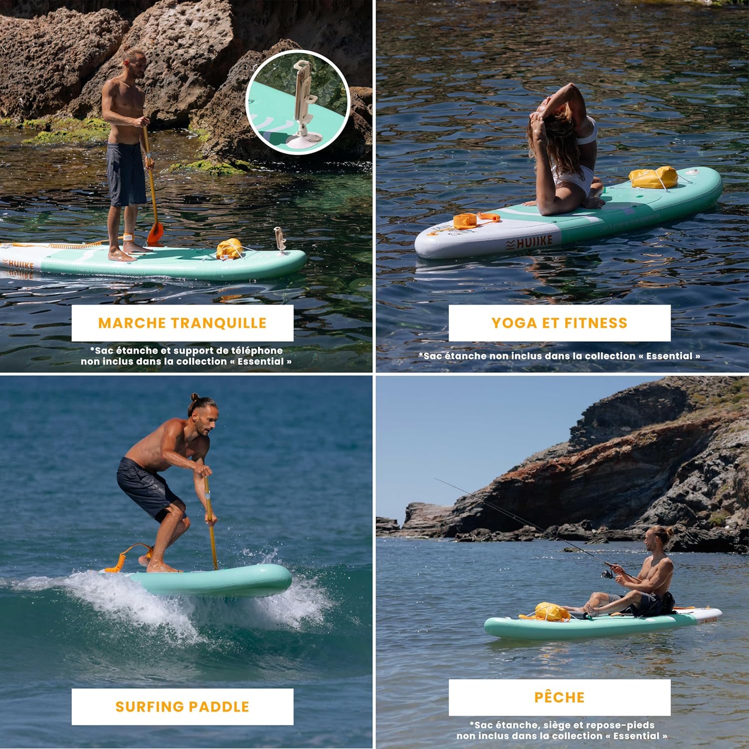 HUIIKE - paddle gonflable adulte - 305x84x15 cm - stable, résistant, accessoires inclus