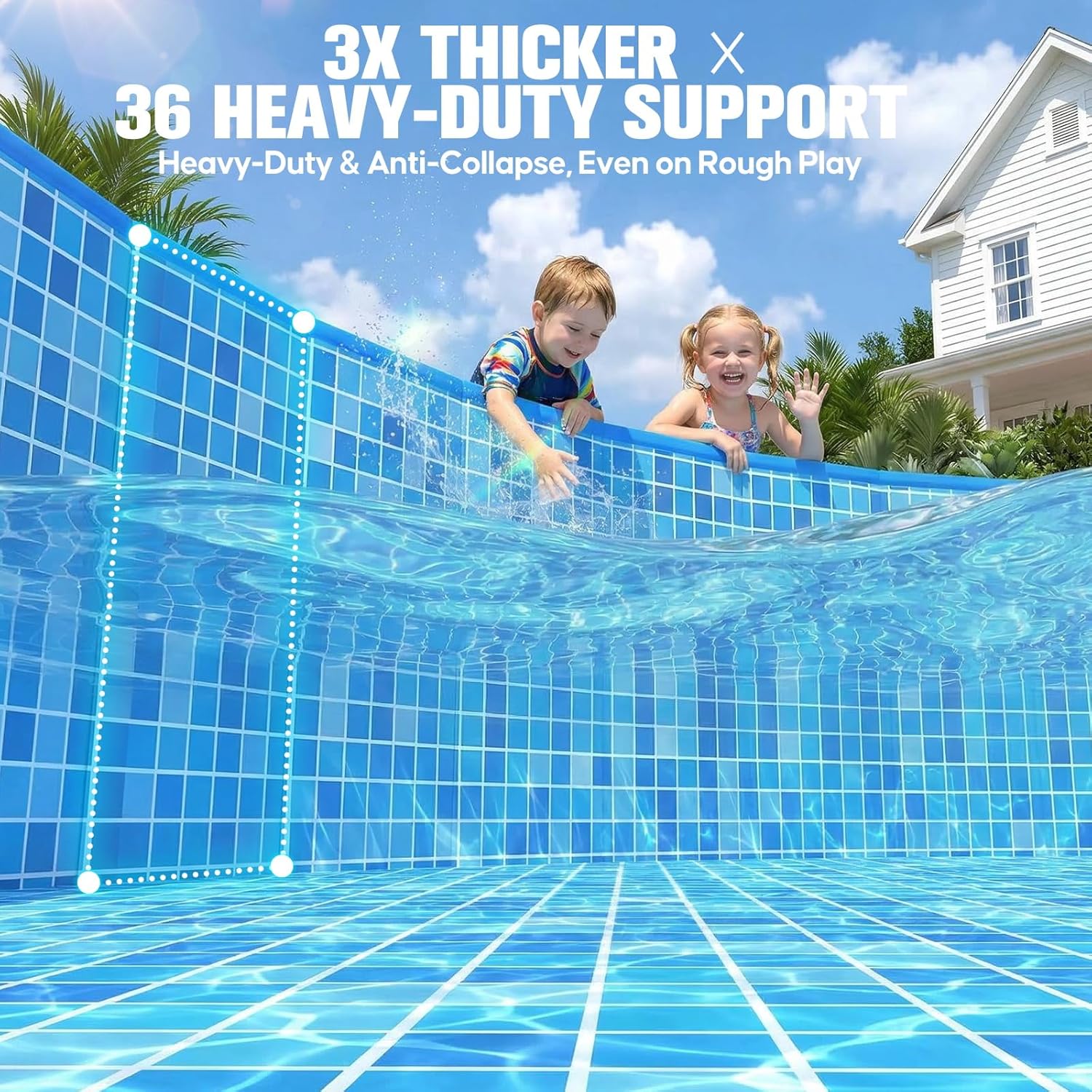 Luxfero - Piscine tubulaire ronde - 228x228x50 cm - cadre métal robuste, pliable