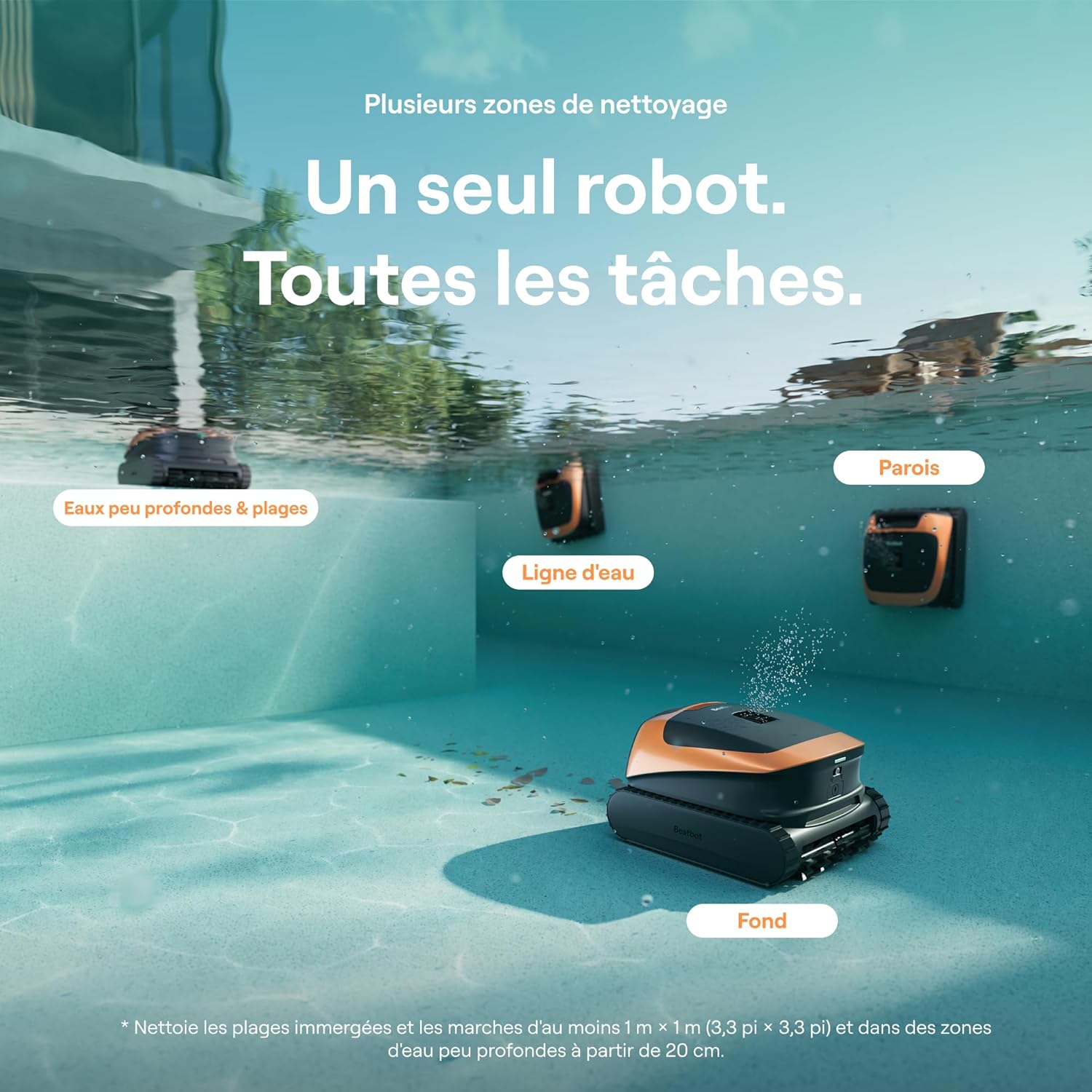 Beatbot – Sora 30 – nettoyage complet piscine – sans fil, autonomie 5h