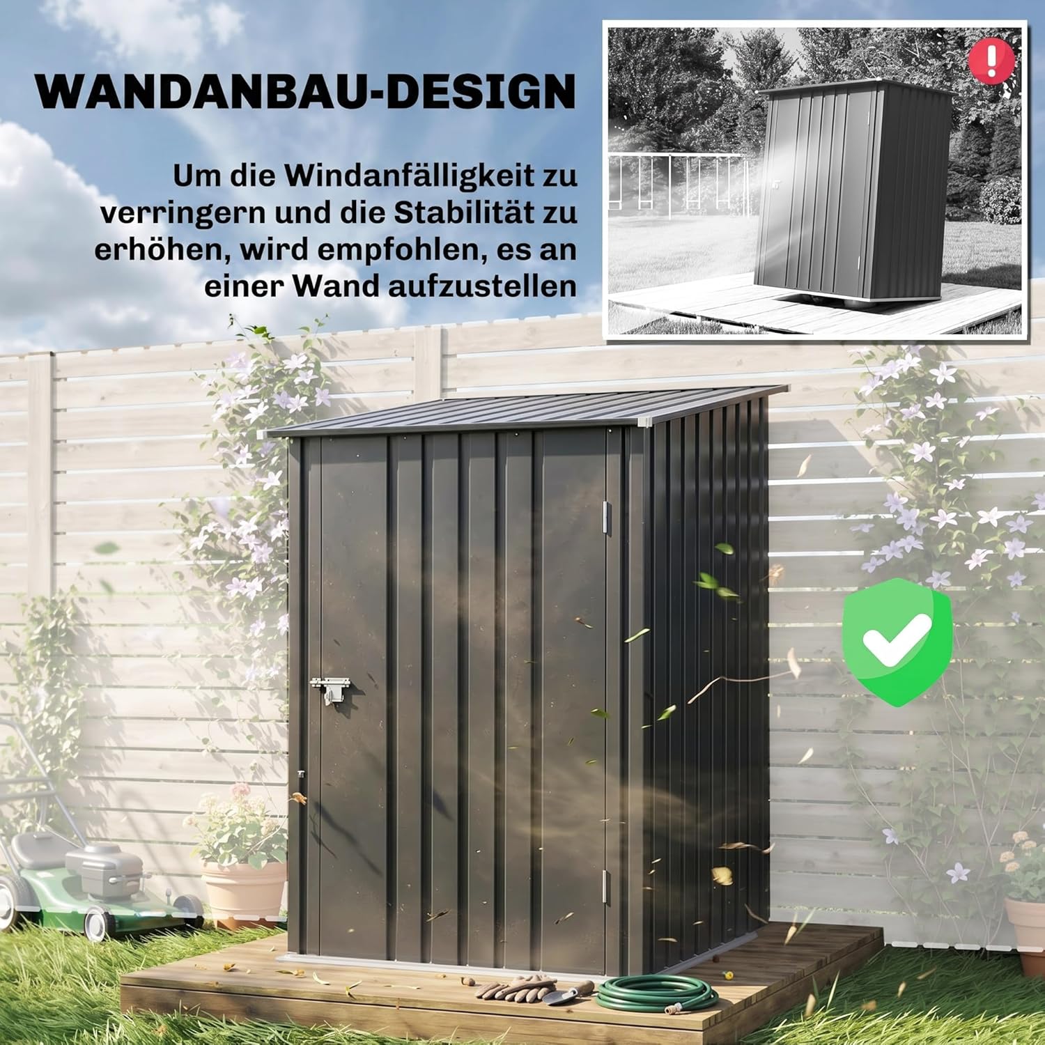 Outsunny - abri de jardin compact 1m², acier ondulé, porte verrouillable, 1x1,03x1,6 m