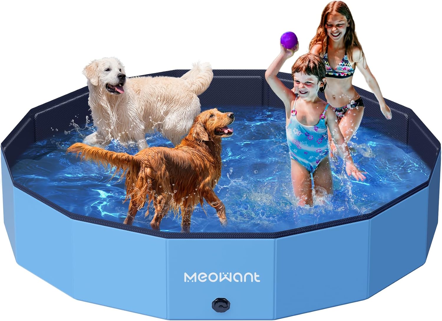 Meowant Piscine pour Chiens, Piscines Pliables pour Chiens de Grande Taille, Piscine de Bain pour Animaux de Compagnie, Baignoire Portable antidérapante pour Chien Intérieure et Extérieure (180 * 30)