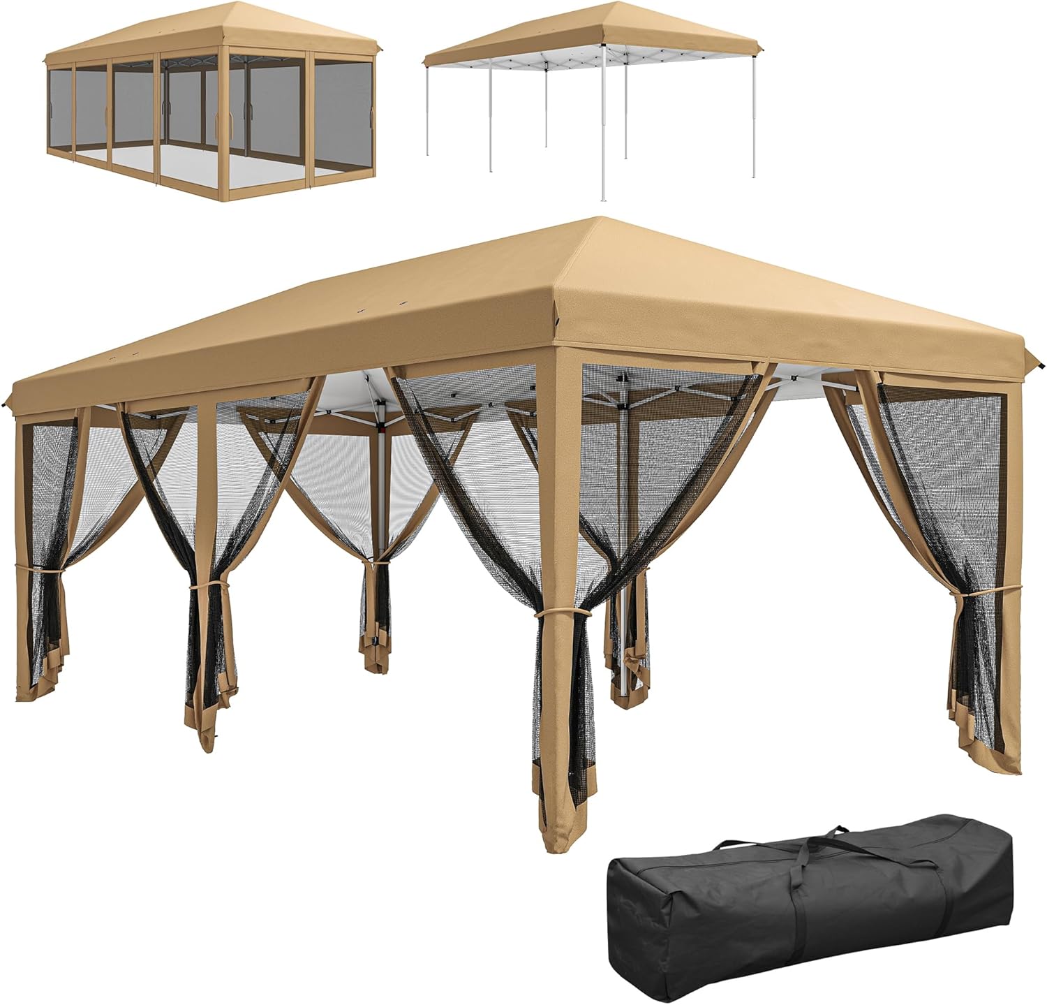 Outsunny - Tonnelle pliante 6x3m - anti-UV, moustiquaires, sac transport