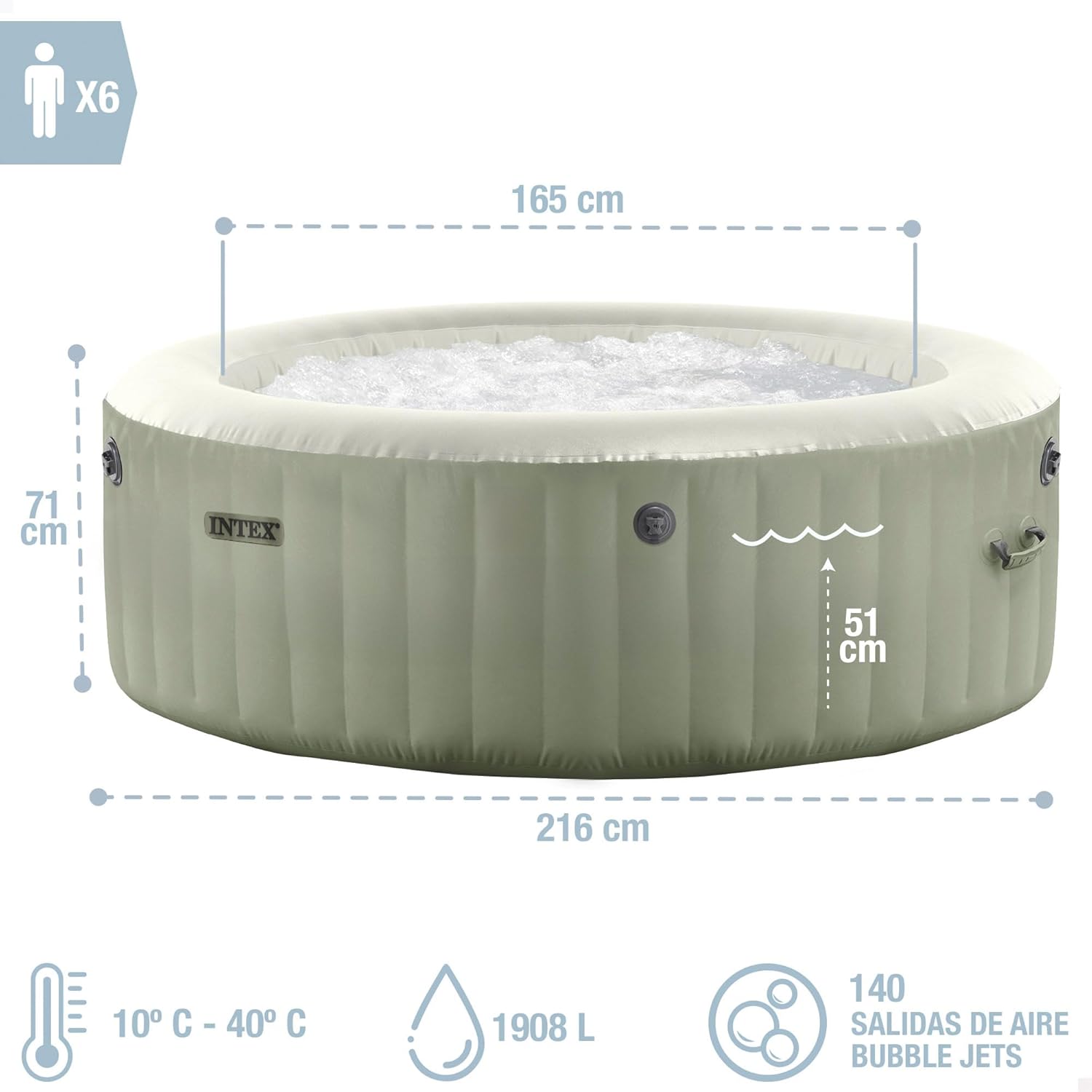 Intex - 28428NP - PureSpa Olive 6 Places