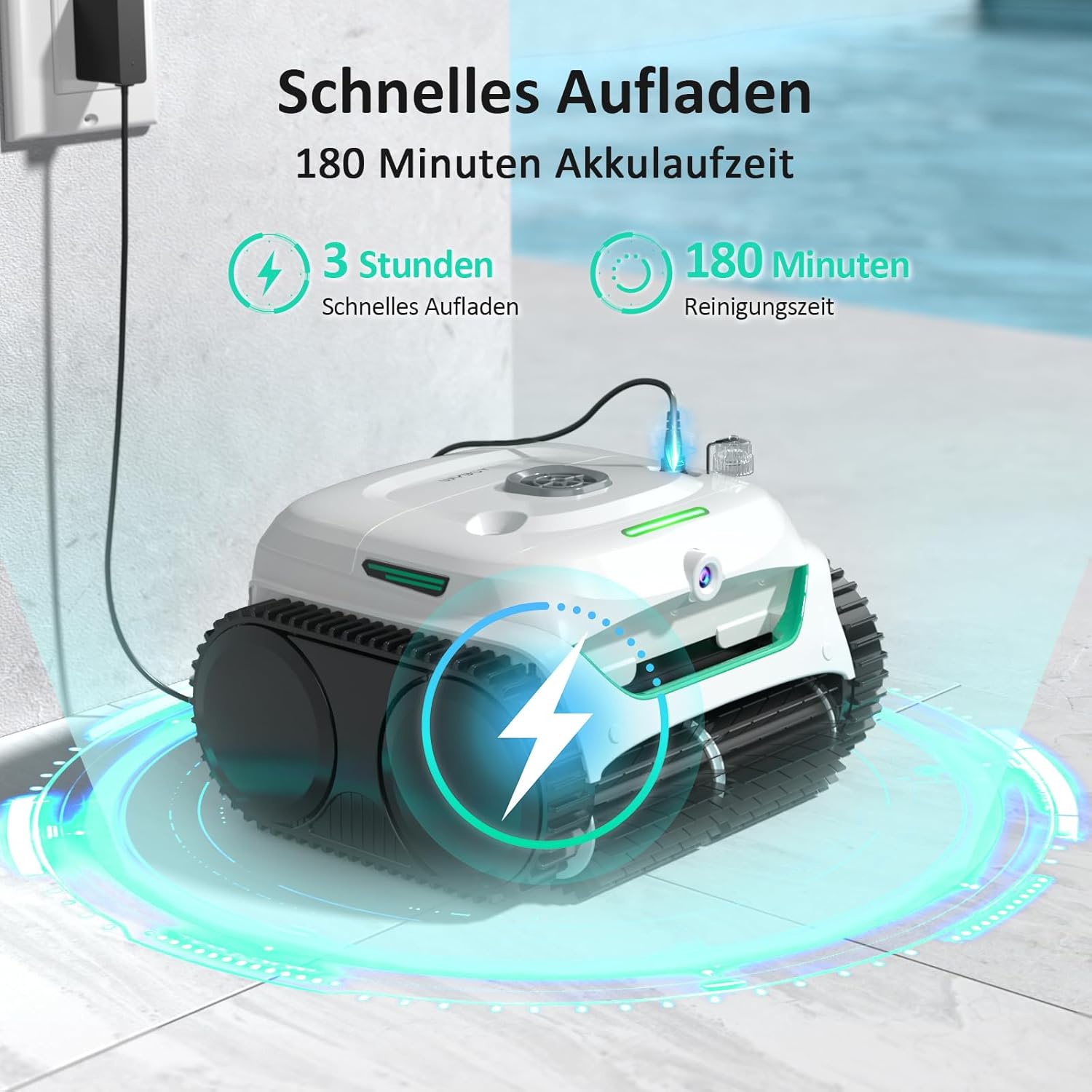WYBOT - C2 Vision AI - jusqu’à 180㎡ - robot piscine sans fil, sol & mur, filtration double, batterie puissante