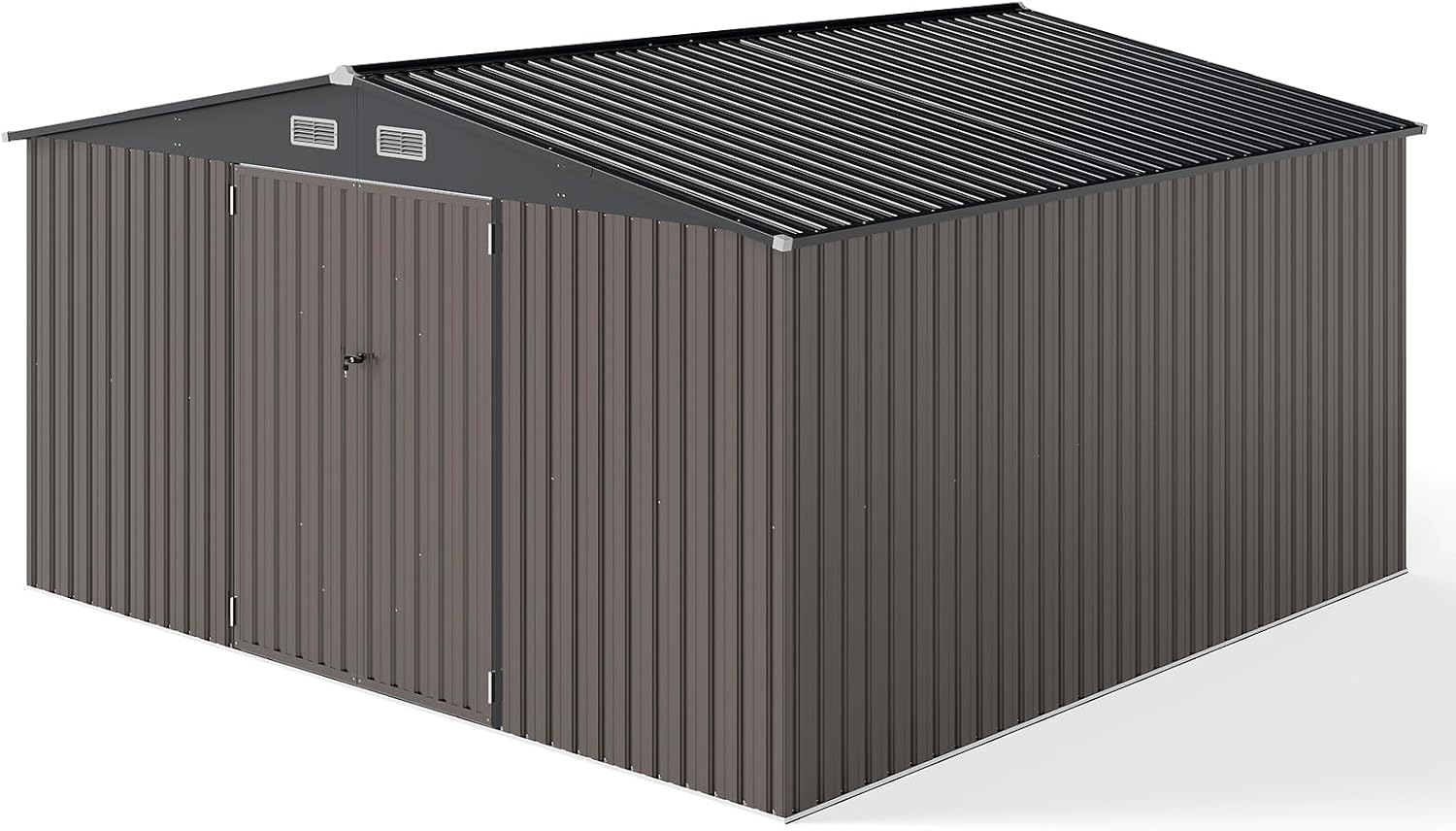 RELAX4LIFE - abri de jardin métal - 350x350x198cm - 2 portes, 12m², toit incliné, 25m³