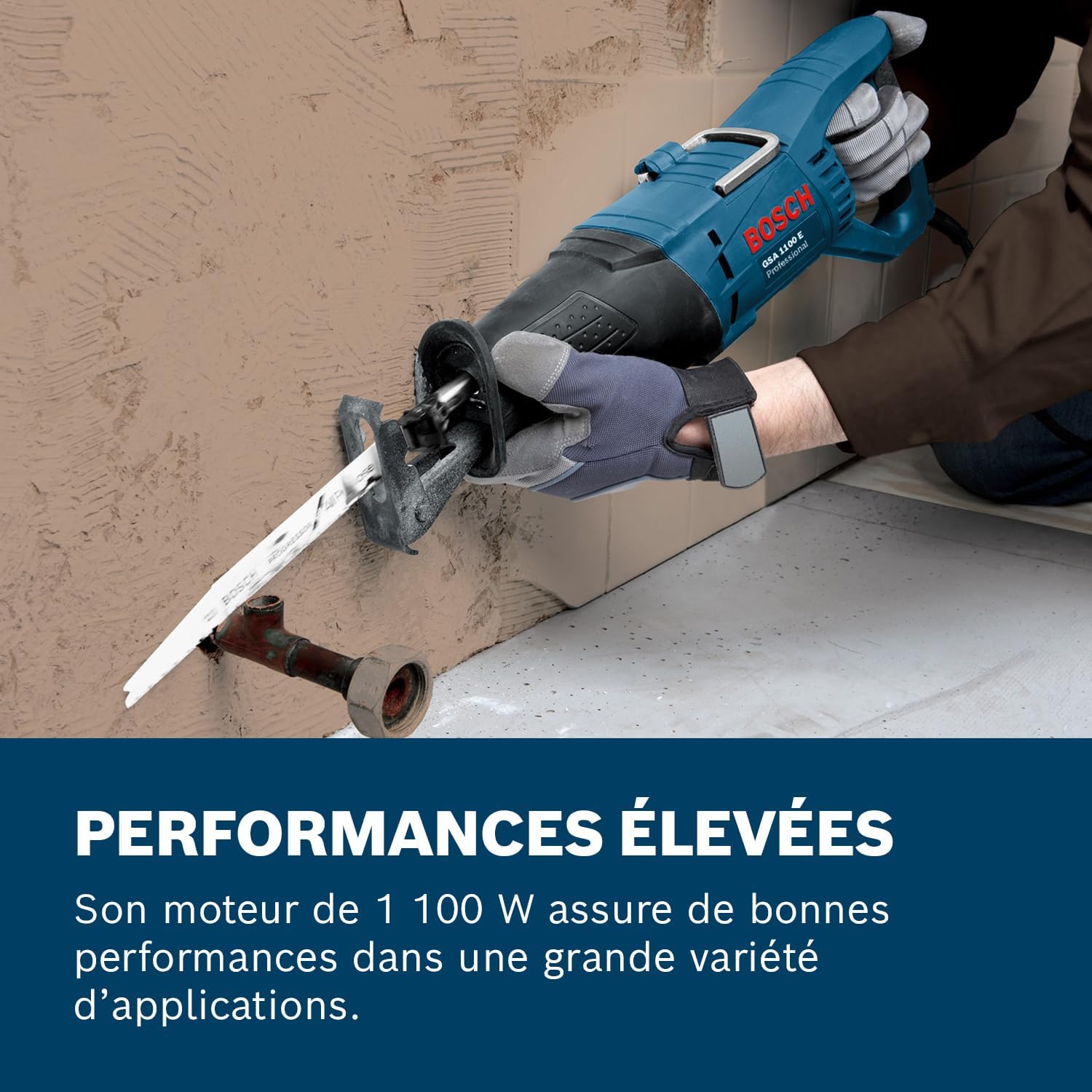 Bosch Professional - Scie alternative série GSA 1100 E - 1100W, poignée ergonomique, éclairage LED - GSA 1100 E