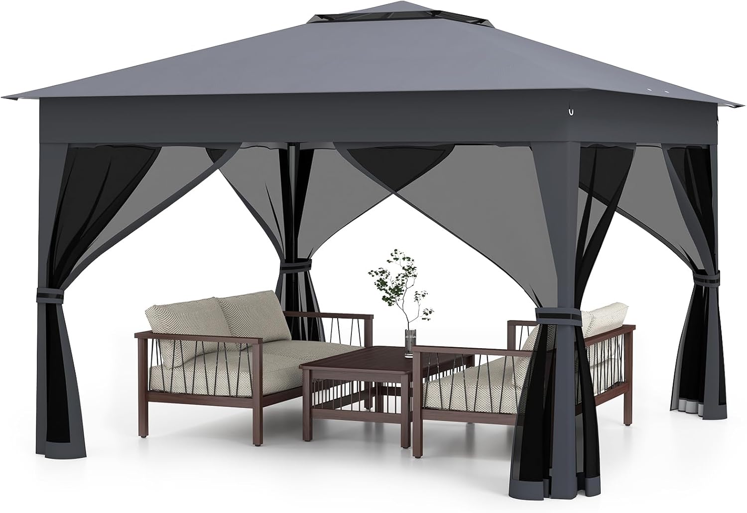 RELAX4LIFE - Tonnelle pliante série jardin - 3x3m - moustiquaires, toit ventilé, protection solaire