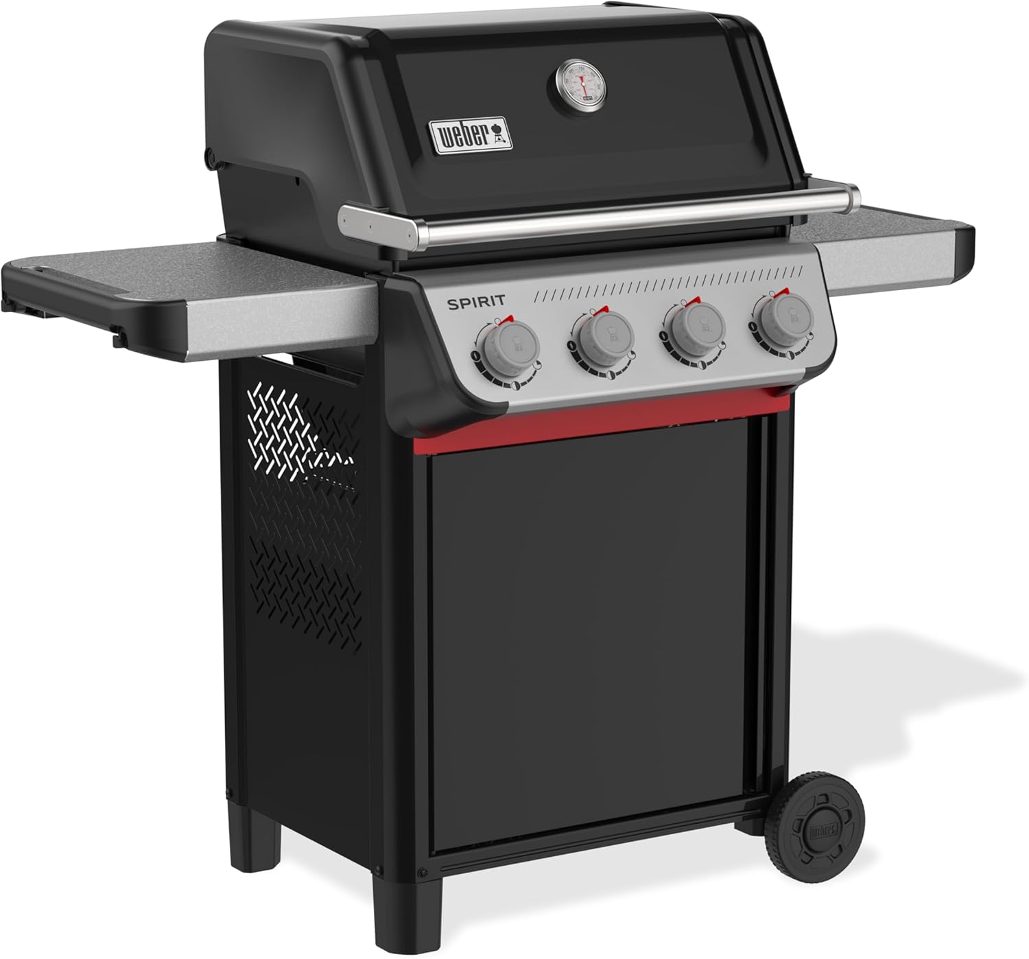 Weber - Spirit E-410 série - 51x46 cm - 4 brûleurs, grille chaleur uniforme, rails Works, Noir/Argent E-410