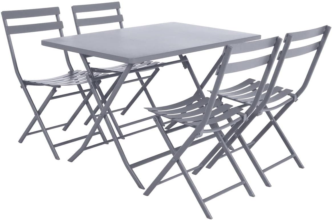 Hespéride - Greensboro - 4 places - table pliante acier antirouille, quartz