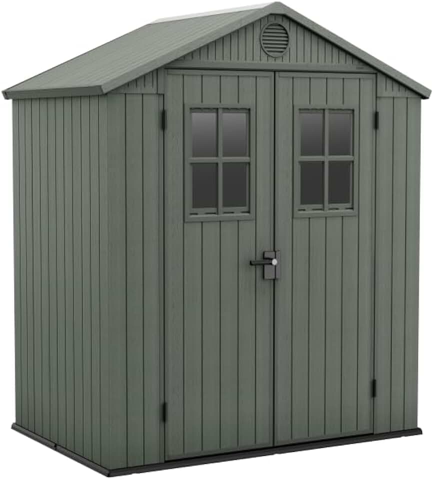 Keter - Darwin 6x4 - 190x122x221 cm - effet bois, vert sauge, 2,2 m²