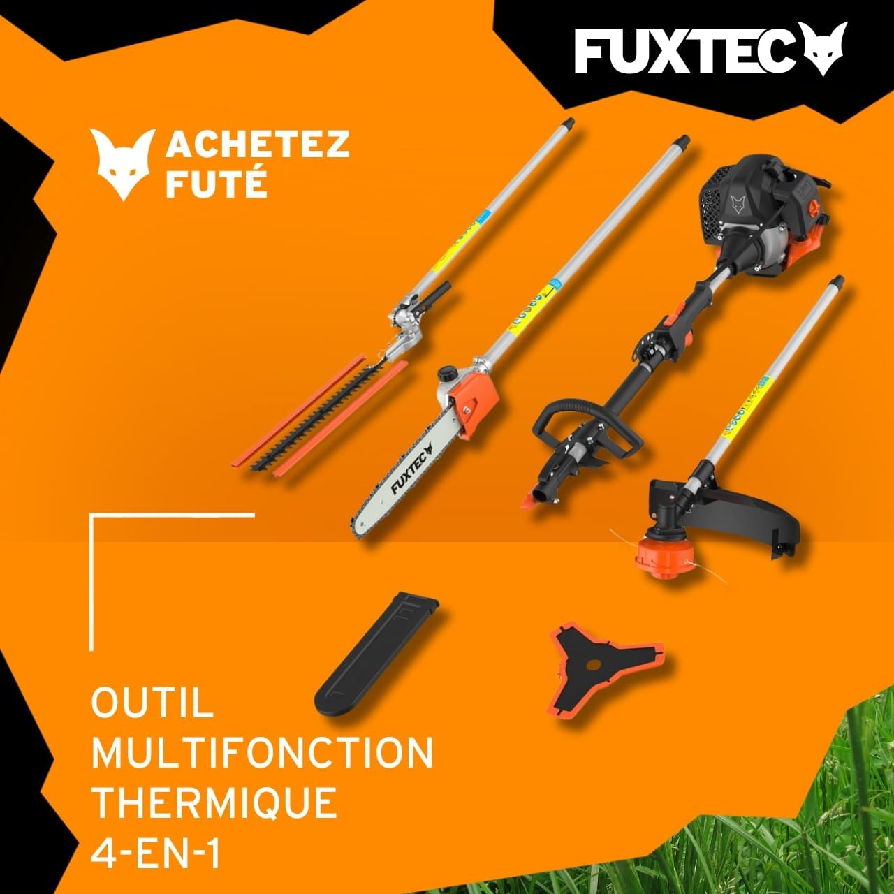 Fuxtec Débroussailleuse Thermique Multifonction 4 en 1 Multitool FX-MT152 - Easy Starter, 3CV 52 cm³, Moteur 2 Temps, Élagueuse Taille Haie Coupe Bordure avec Fil ou Lame