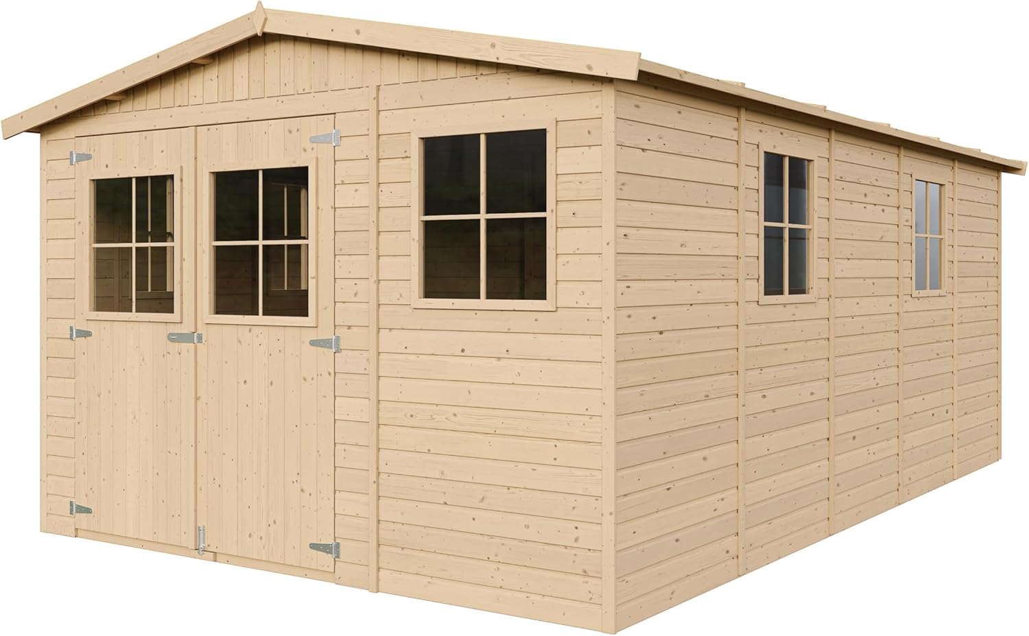 ABRI de Jardin en Bois Exterieur avec Les PLANCHERS IMPRÉGNÉ - Chalet en Pin/épicéa- H226x324x516 cm/15 m²- Construction de Panneaux- Rangement pour vélos, Remise à Outils- TIMBELA M337+M337G
