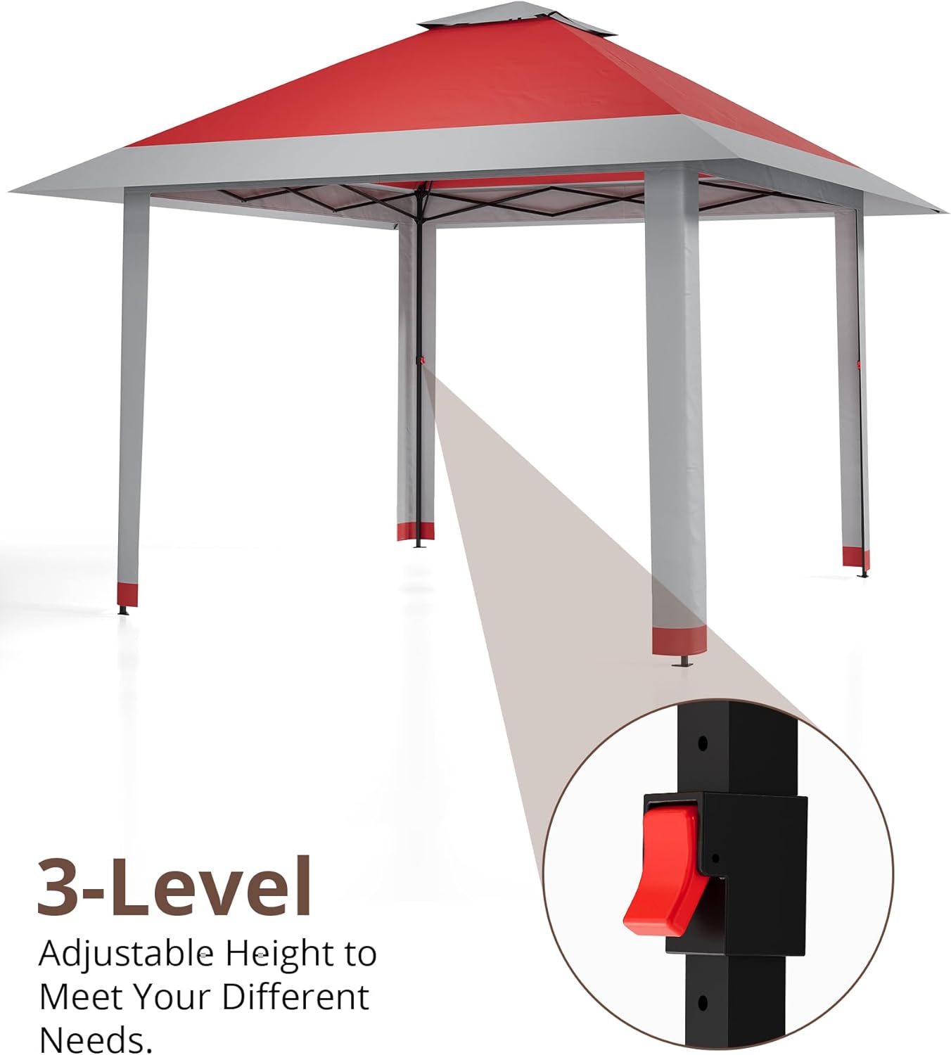 Garvee – Tonnelle Pop-Up série – 3,96x3,96m – moustiquaire, toit double, hauteur ajustable