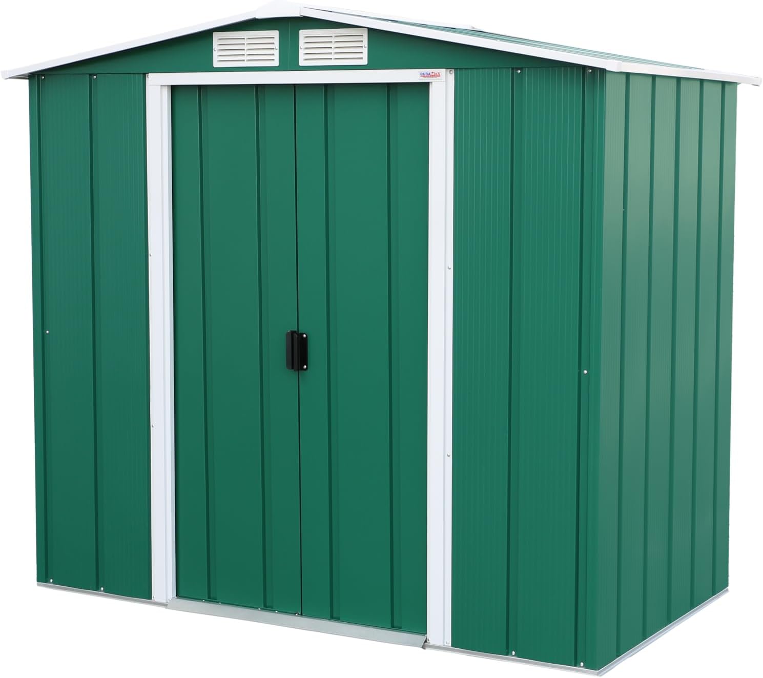 Duramax ECO 6 x 4 (2.17 m²) Abri de Jardin en Métal Galvanisé à Chaud, Abri de Stockage d'Outils, Structure de Toit Renforcée, Abri en Métal Sans Entretien, Vert