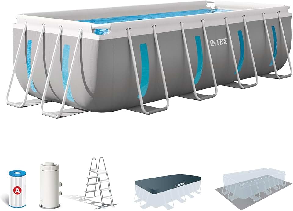 Intex - Clearview tubulaire - 4x2x1,22m - kit piscine rectangulaire