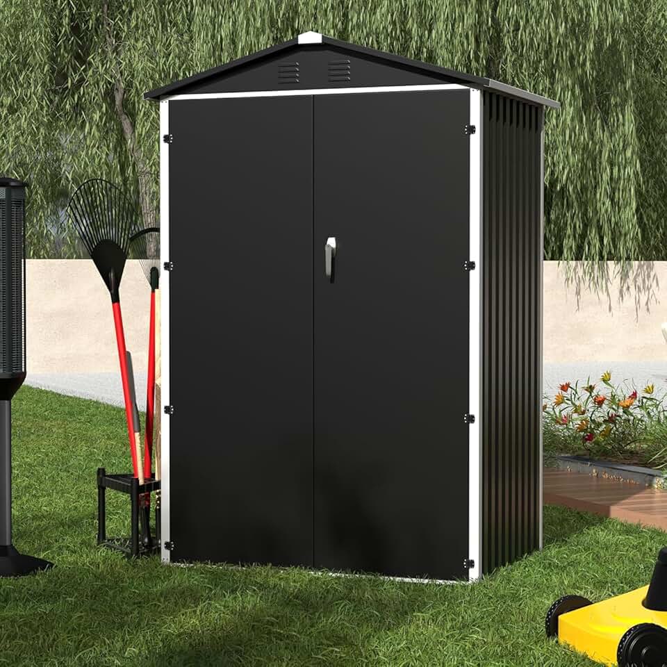 SUPEER - Abri de jardin toit incliné 125x88.5x185cm - Résistant, noir