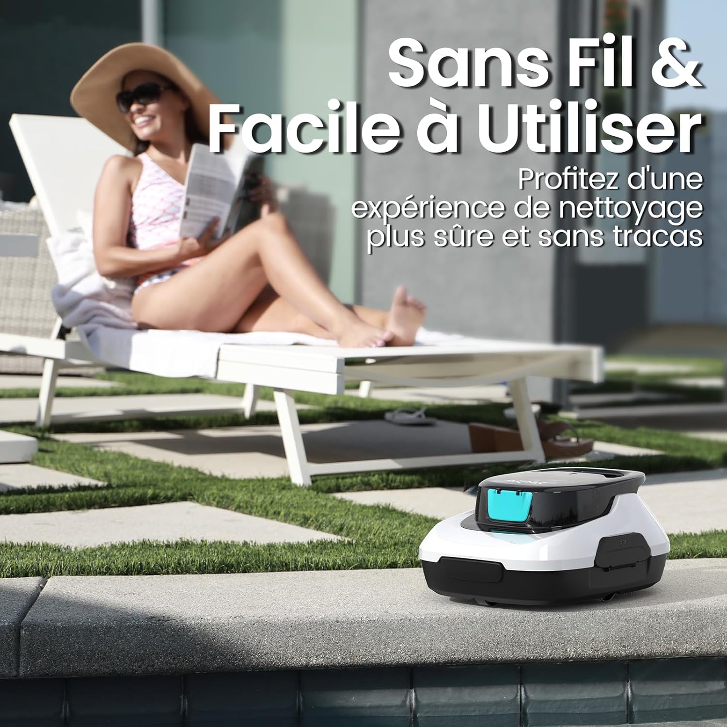 AIPER Scuba SE Robot Piscine, Aspirateur Piscine sans Fil, 90 Minutes de Nettoyage, Fonction de Stationnement Automatique, Nettoyeur de Piscine Compact et Léger, Idéal pour Les Piscines Hors Sol 80㎡