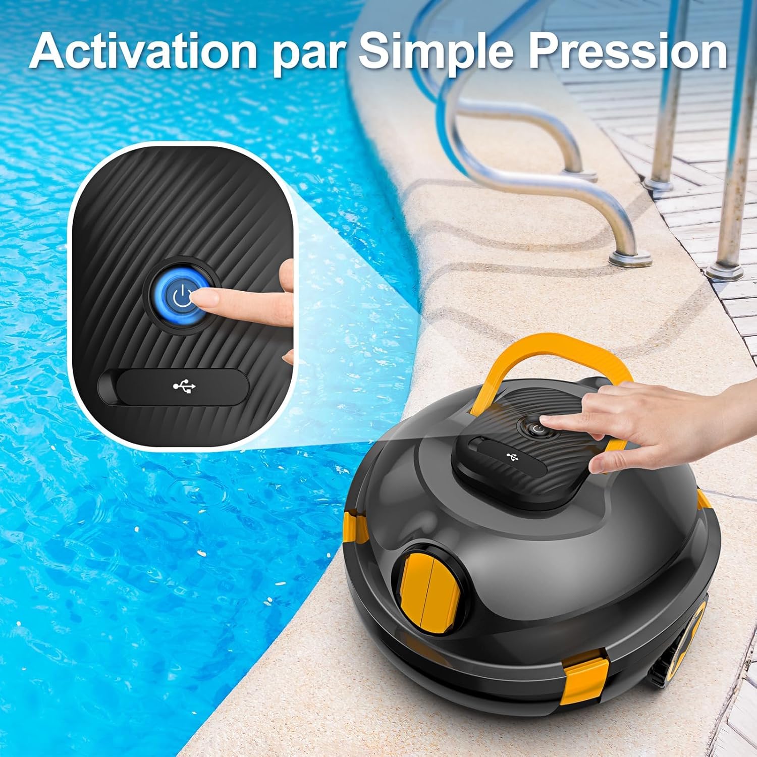 MEDOXA - Robot piscine sans fil - 120min autonomie, 110㎡, léger, puissant