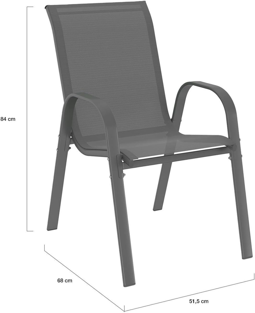 IDMarket - Salon de jardin Madrid 150cm, 6 chaises empilables gris