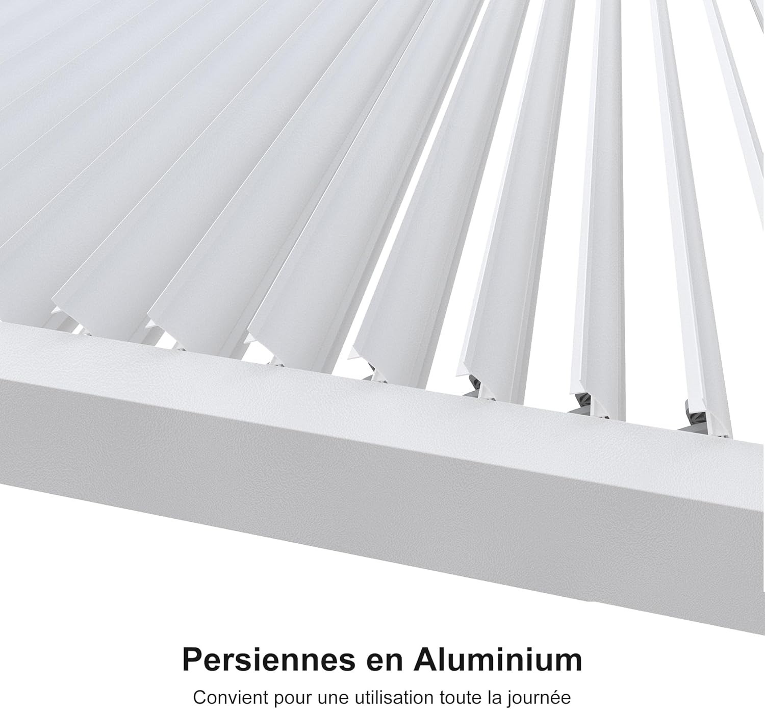 PURPLE LEAF - Pergola bioclimatique - 4,8x3,68m - lames orientables, éclairage intégré, aluminium, blanc