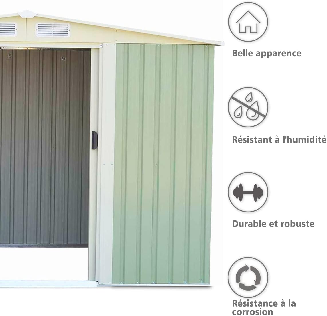 COSTWAY - Abri de Jardin Série Stockage - 205x257x175,5 cm - porte coulissante, toit galvanisé, aération