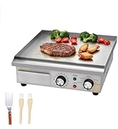 MOOTACO Plancha électrique commerciale en acier inoxydable, 36cm, avec contrôle de température ré...