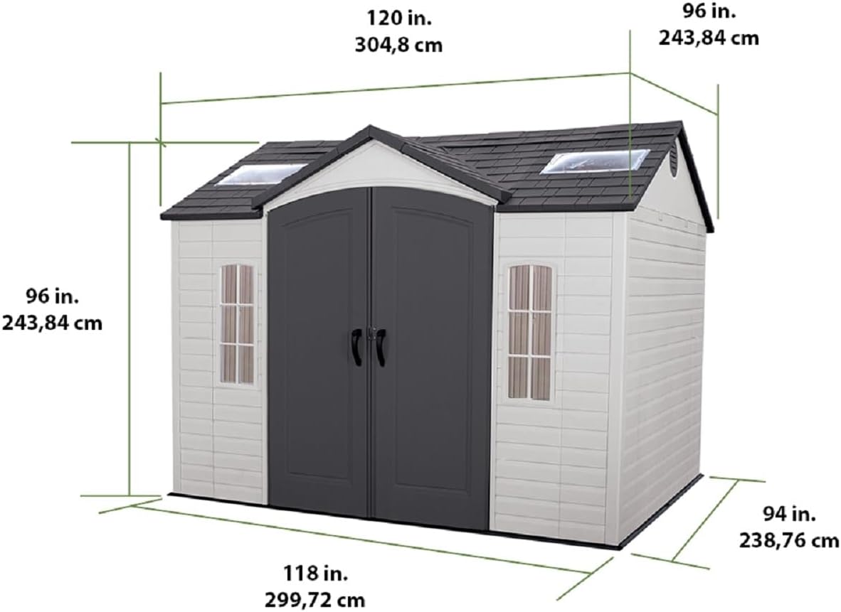 Lifetime - abri de jardin Tan - 233x295x244 cm - résine, double porte