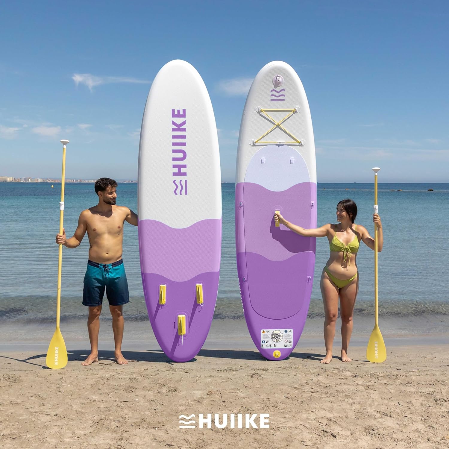 HUIIKE Paddle Gonflable Adulte avec Accessoires Inclus, Pagaie, Ailerons, Pompe. Planche de Stand Up Paddle Grande Stabilité et Résistance. 305 x 84 x 15 cm, Jusqu'à 130 kg