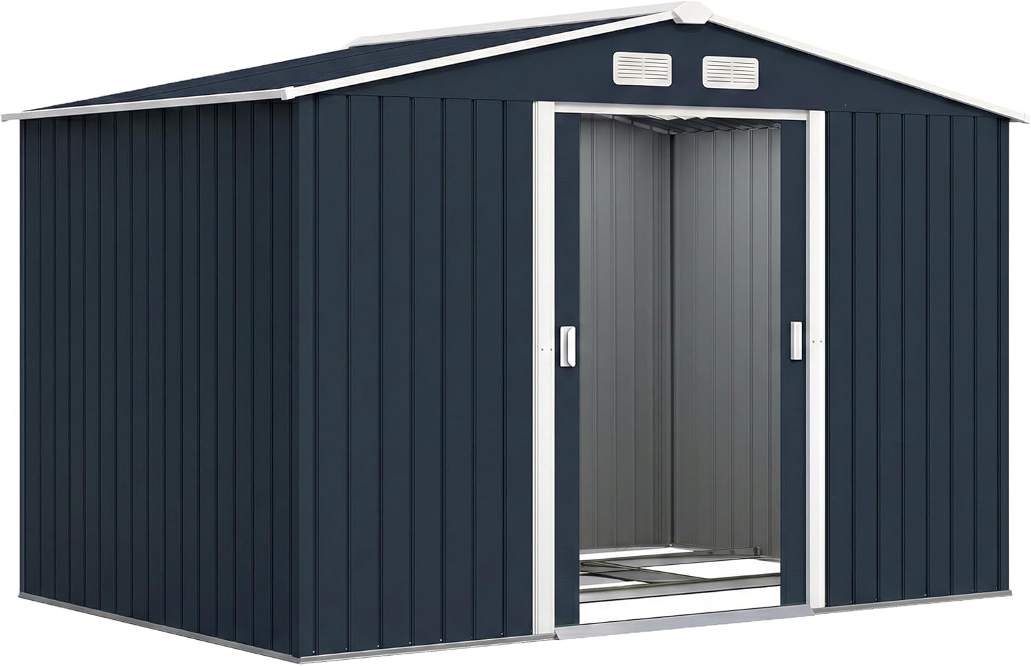 Outsunny - abri de jardin XXL 277x195x192 cm, acier, portes coulissantes, 4 aérations