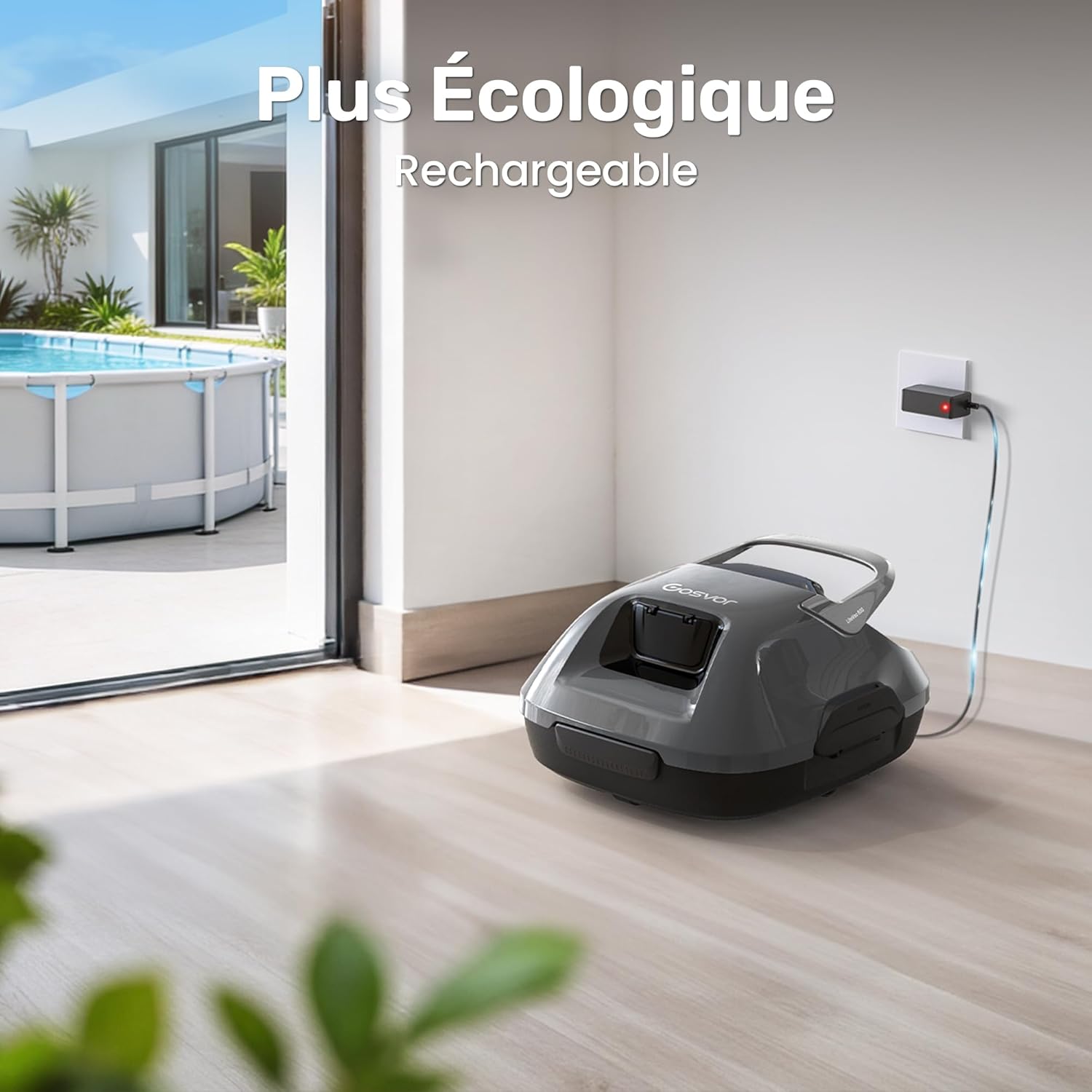 Gosvor - Robot piscine sans fil - 80 m², 90 min autonomie, retour auto
