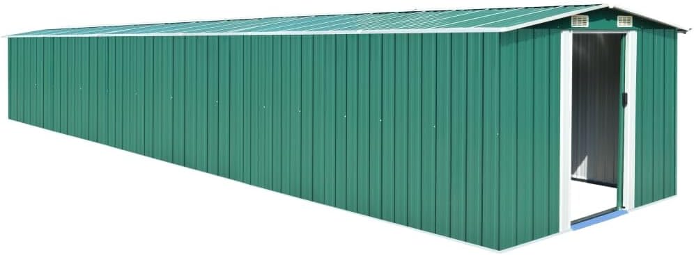 Abri de jardin acier galvanisé vert, 257x779x181 cm, 156kg