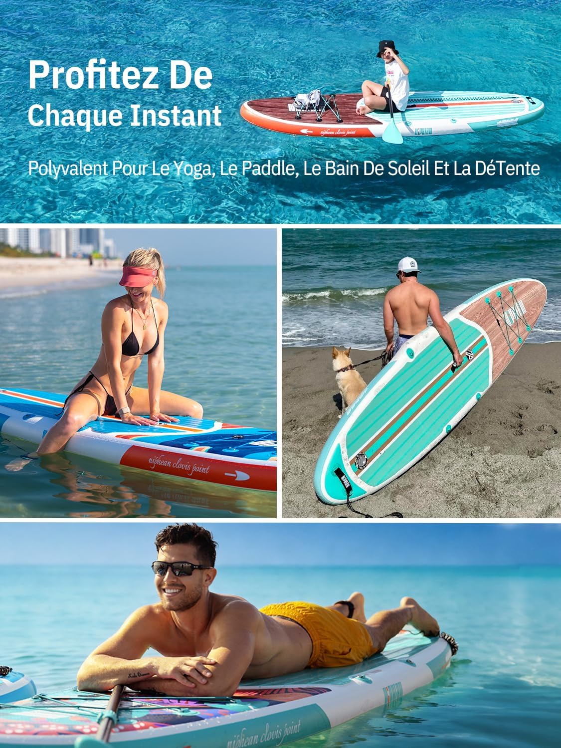 Niphean - Paddle gonflable adulte 320cm, 200kg, siège inclus