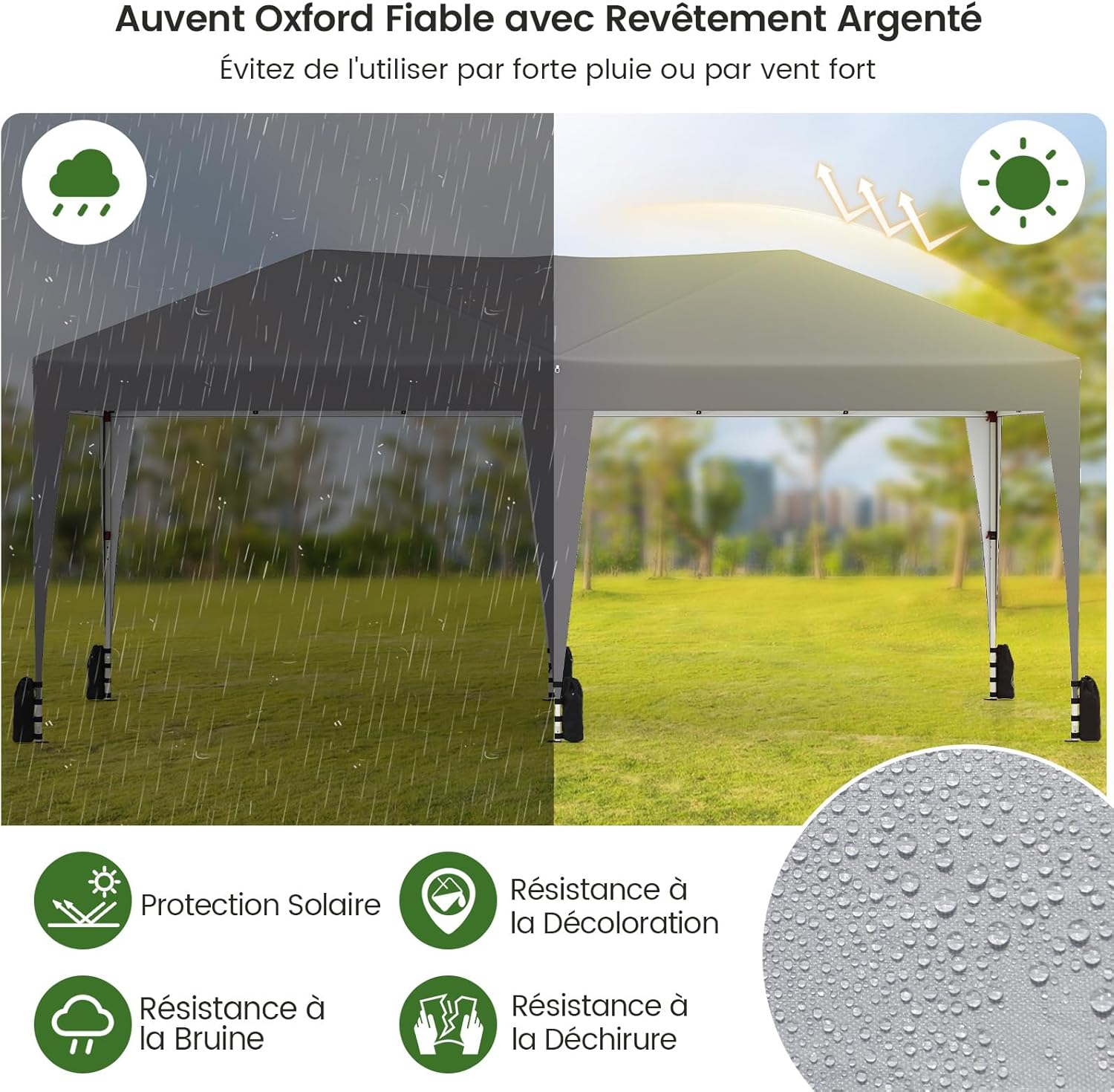 GOPLUS - tonnelle pliante série jardin 3x6m, imperméable, sac à roulettes