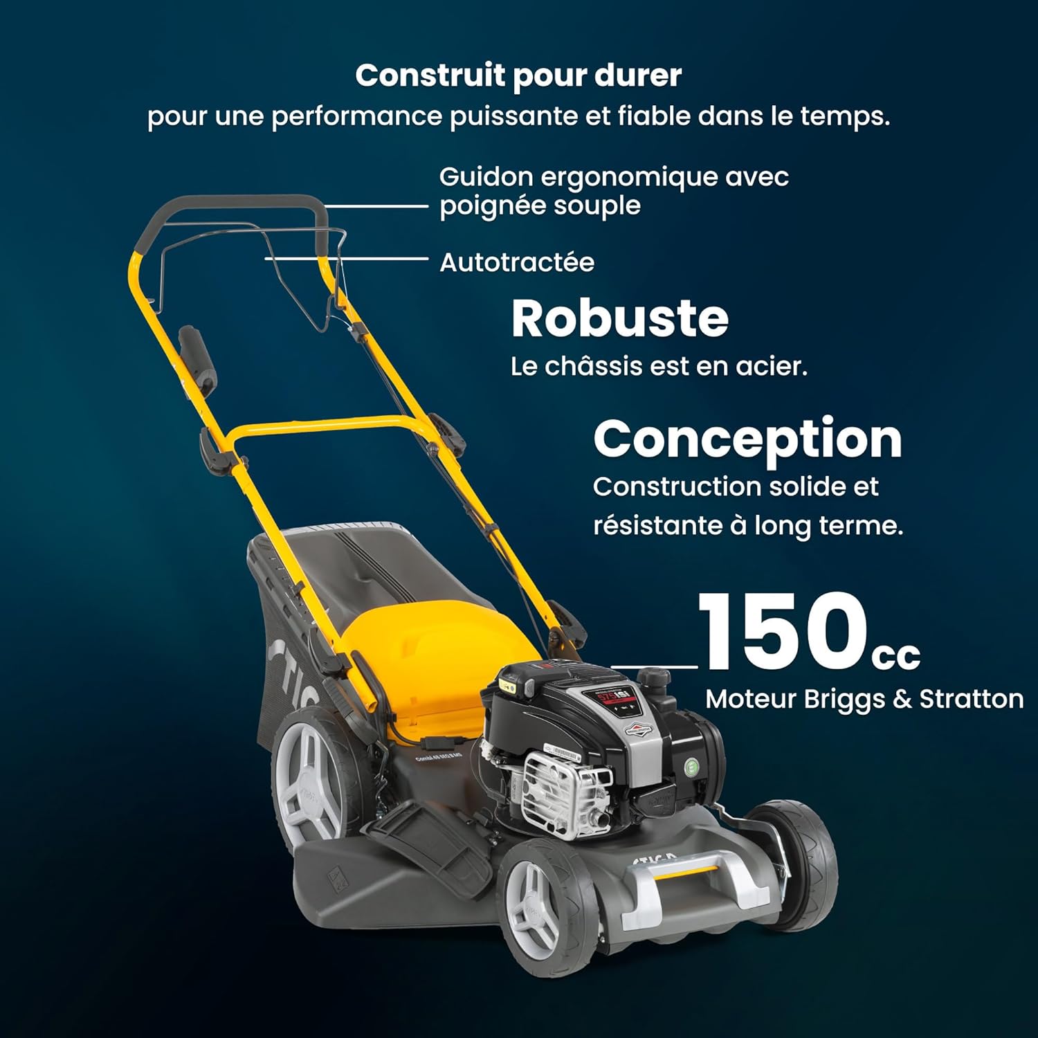 STIGA – Combi 48 SEQ B MS – 46 cm – 150cc, bac 60L, 4-en-1, 1200m²
