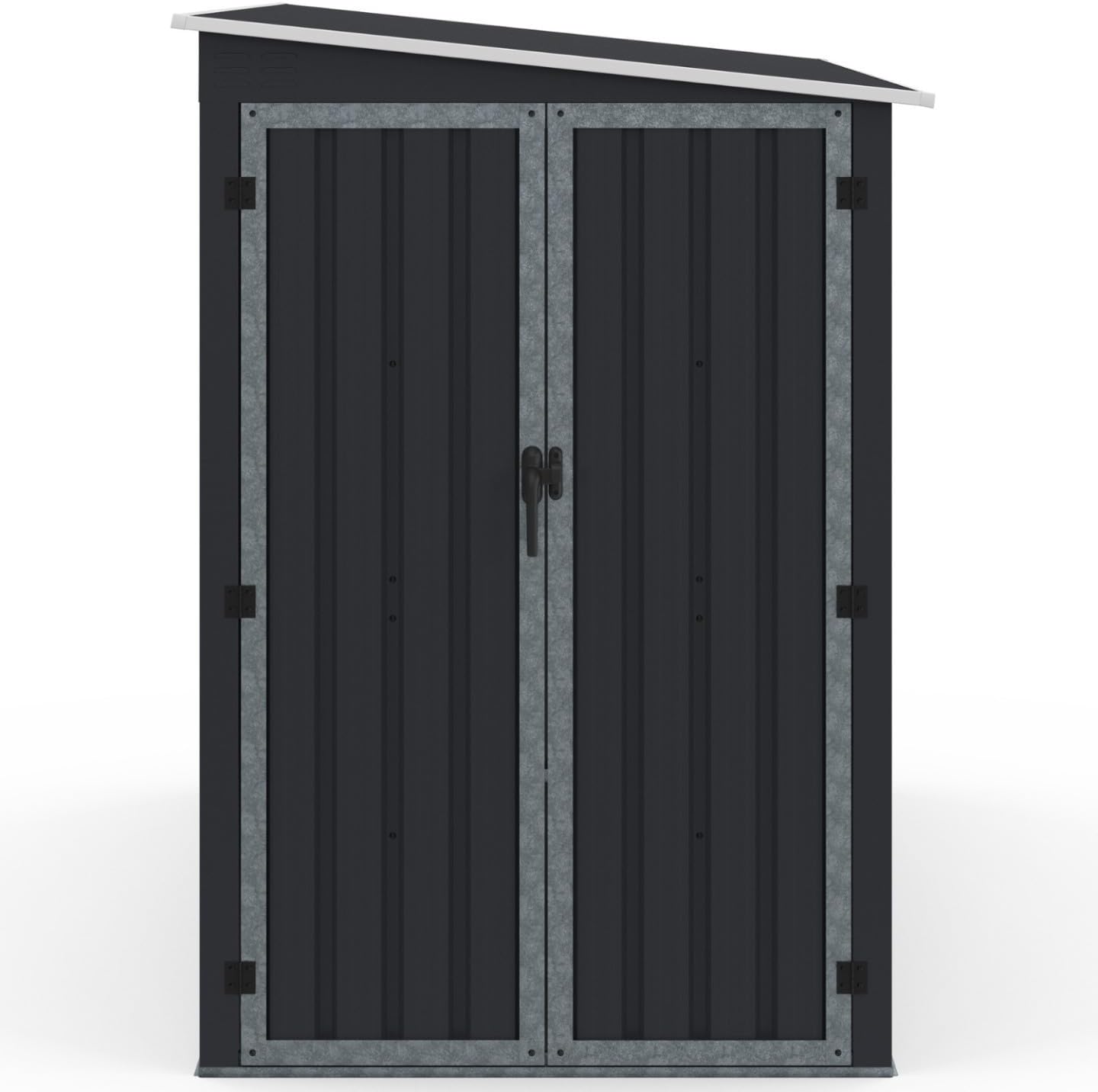 IDMarket - Abri de Jardin adossé 3 m² Gris en Acier galvanisé avec Base Double Porte latérale