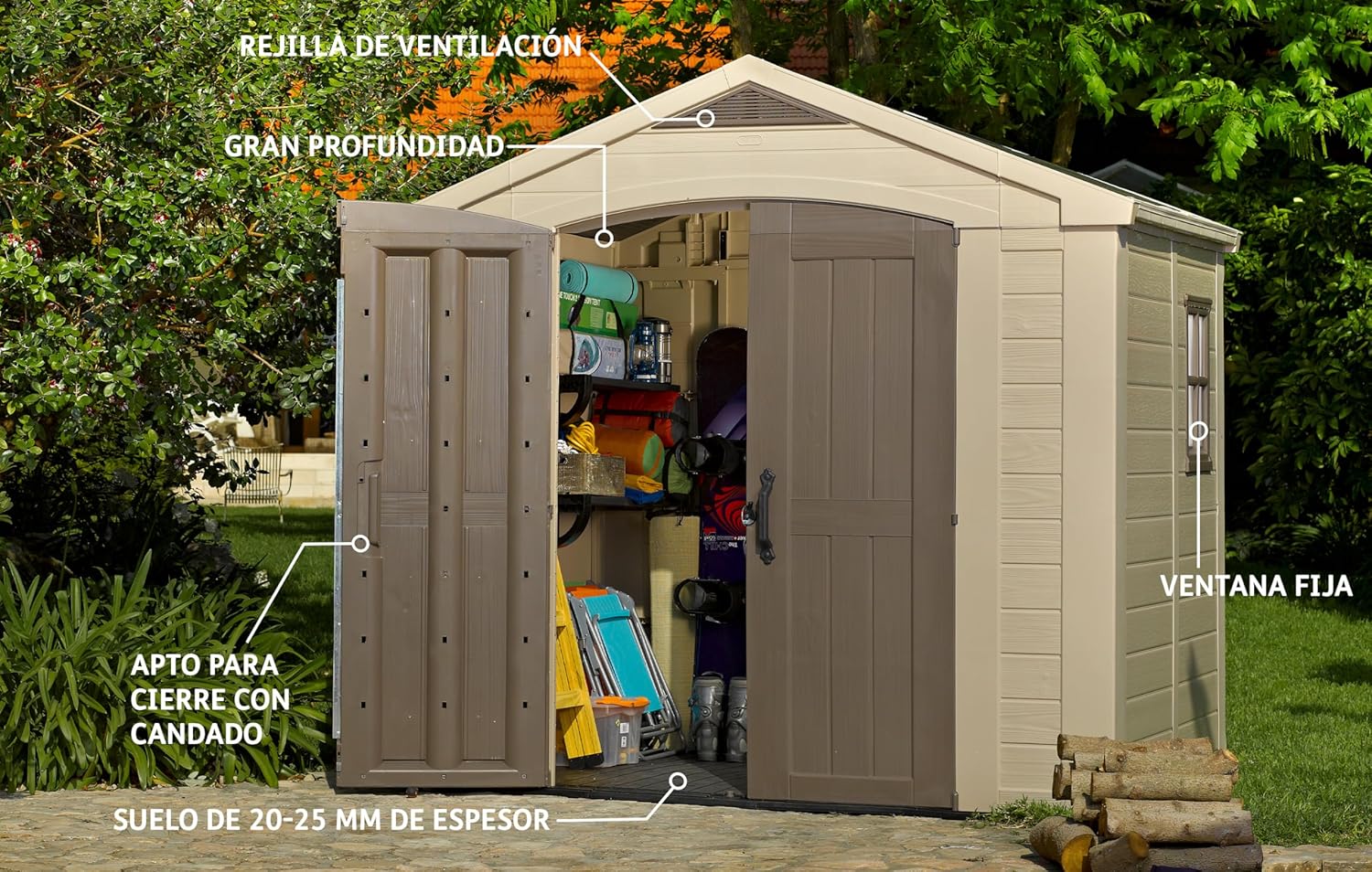 Abri de jardin FACTOR 88 - 6,3m2 beige et marron 
