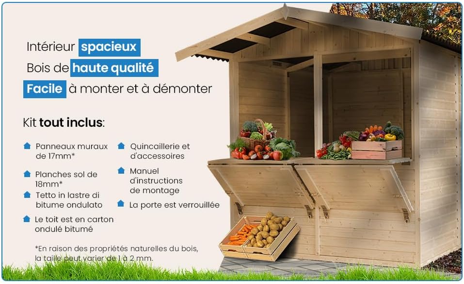 Timbela - M149 - 253x263x232 cm - étal de jardin bois multifonction