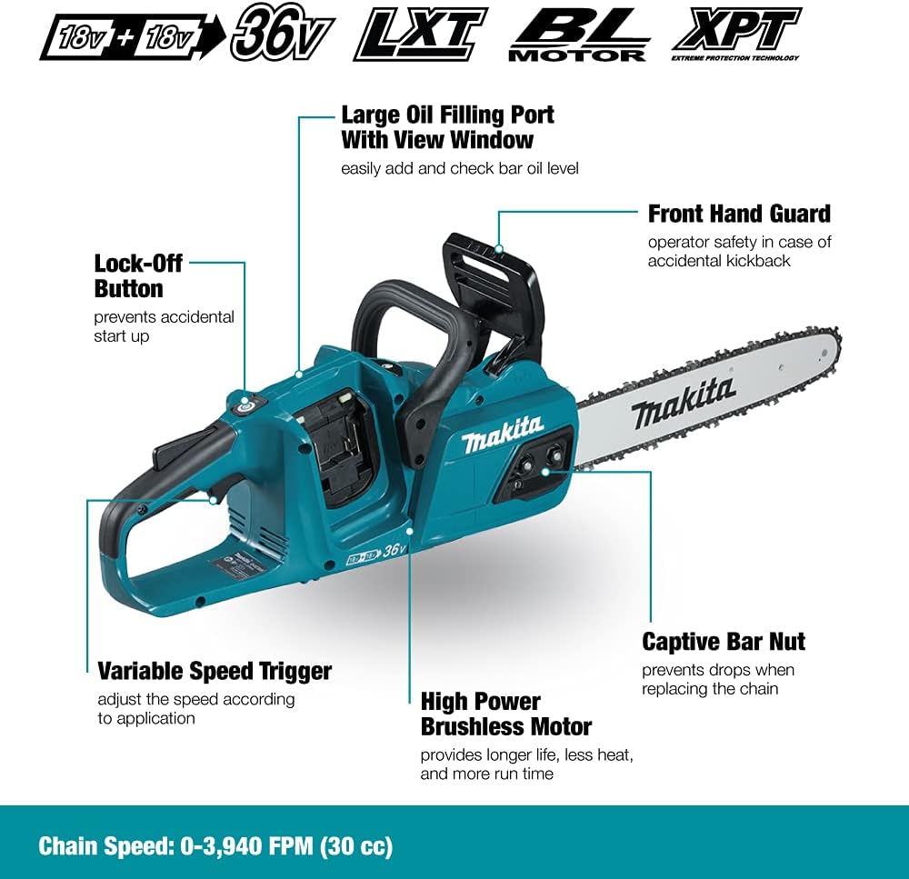 Makita - tronçonneuse LXT 36V - guide 35 cm - sans batterie - DUC355Z