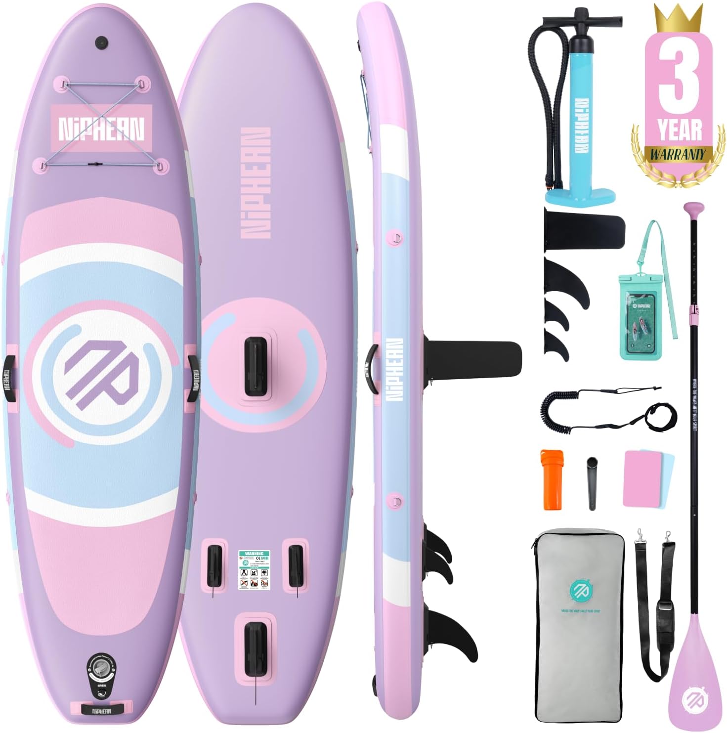 Niphean - Paddle gonflable adulte ultraléger, siège, aile, antidérapant, stabilité