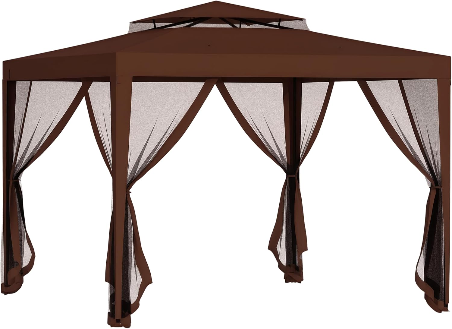 Outsunny - Tonnelle Barnum Jardin - 3x3m - double toit, 4 moustiquaires amovibles