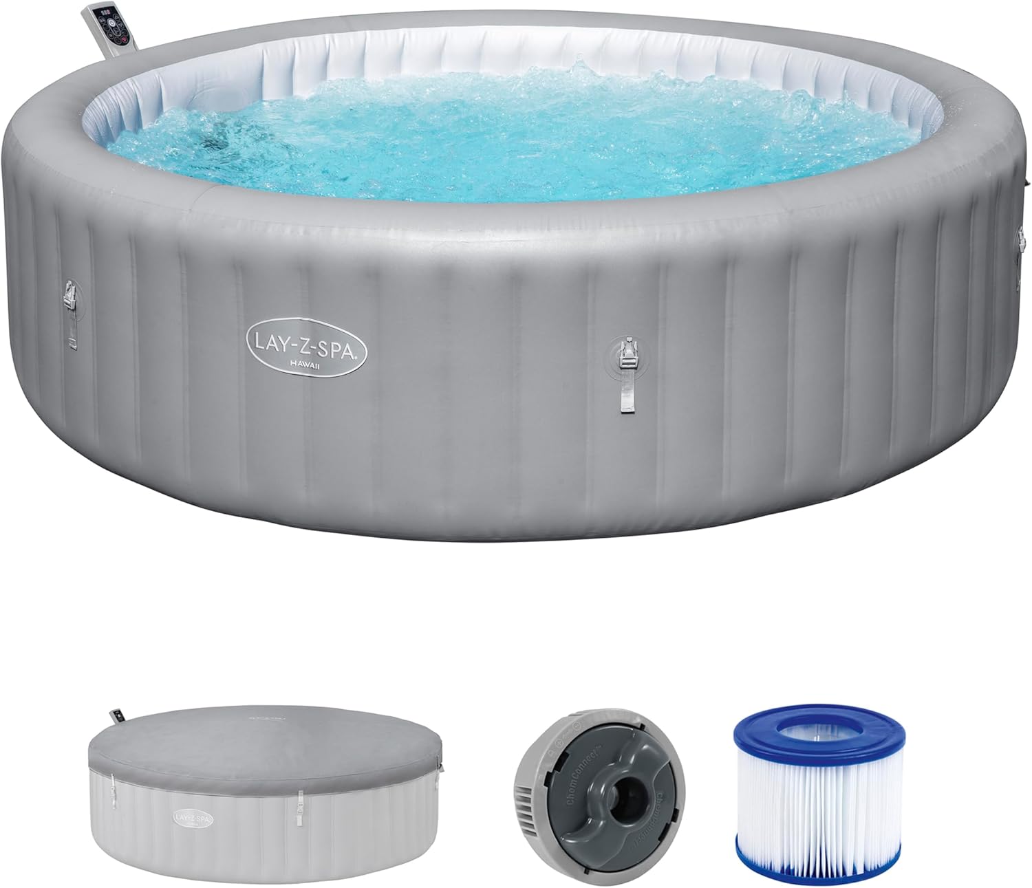 Bestway - Hawaii MaxHold EnergySense UltraFit - 2,36m x 71cm - AirJet rond gris - 8 places