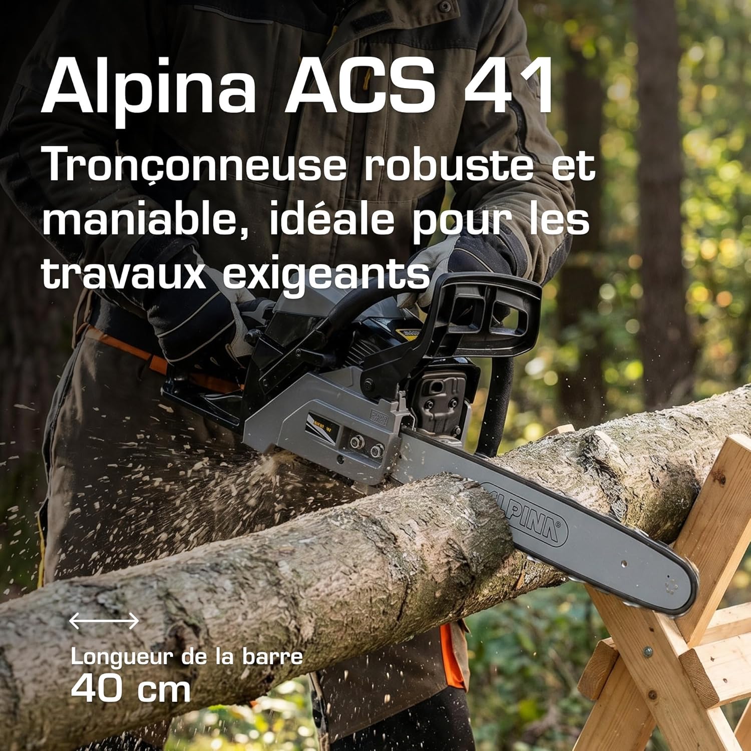 Alpina - tronçonneuse thermique série ACS - 40 cm - 1500 W, pompe à huile, ACS 41