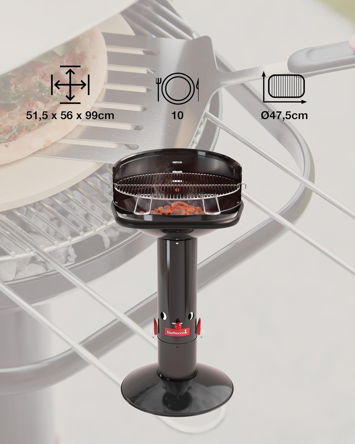 Barbecook - Loewy 50 - Ø47,5xH99cm - barbecue charbon émaillé noir