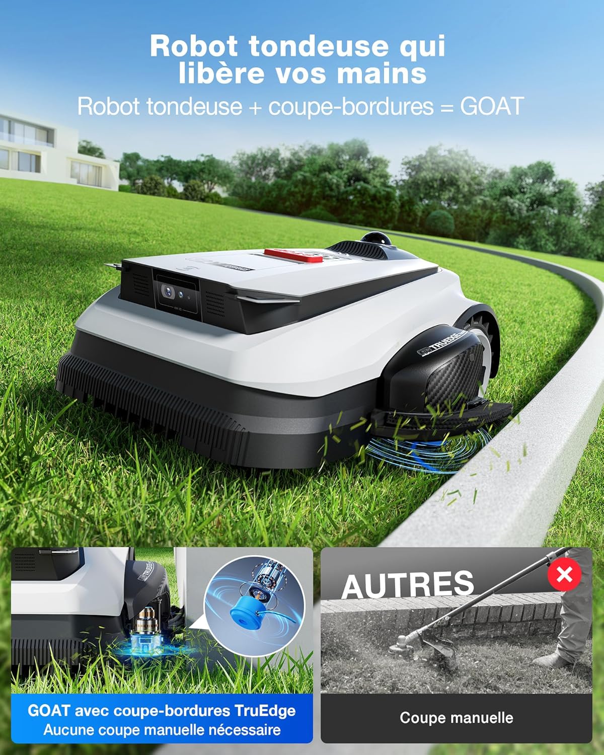 Ecovacs - Goat série A1600 - 1600m² - Navigation LiDAR 360°, cartographie IA, recharge rapide, A1600