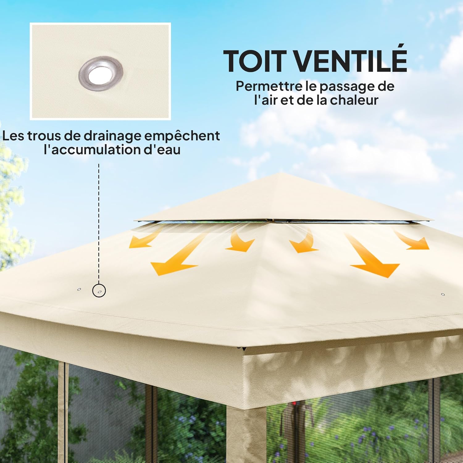 Outsunny - tonnelle pop-up - 3x3 m - métal, polyester, anti-UV, moustiquaires